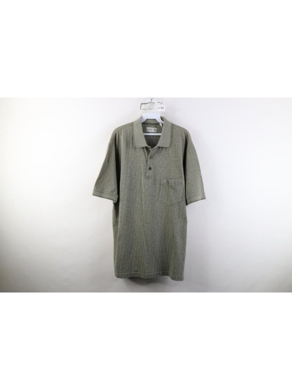Vtg 90s Streetwear Mens XL Faded Checkered Knit Collared Golf Polo Shirt Green